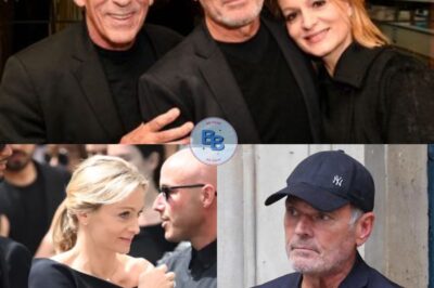 Le regard bienveillant de Laurent Baffie sur Audrey Crespo-Mara lors des funérailles de son mari. Leur relation longtemps secrète est révélée au grand jour.