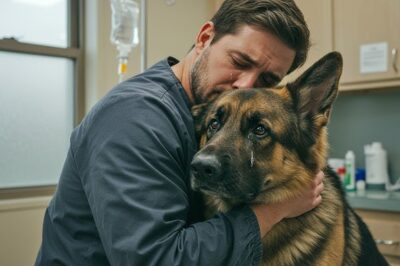 Un chien mourant fait un câlin à son maître avant d’être euthanasié. Puis le vétérinaire remarque quelque chose d’étrange et arrête tout !.
