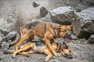 Un chien courageux protège son frère d’une chute de pierres : ce qui s’est passé ensuite a ému des millions de personnes aux larmes