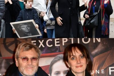 A l’église Saint-Roch, la femme et les enfants de Tchéky Karyo soudés : son fils Hélios, 10 ans, tient un objet précieux