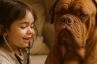 Il veterinario non poteva credere ai suoi occhi: una bambina era riuscita a calmare un alano gigante solo con il suo amore.”