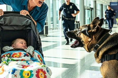 Un chien policier saute dans une poussette à l’aéroport — ce qui en tombe fait fuir tous les agents.
